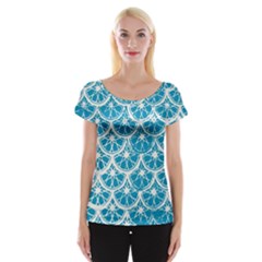 Lime Blue Star Circle Women s Cap Sleeve Top by Alisyart