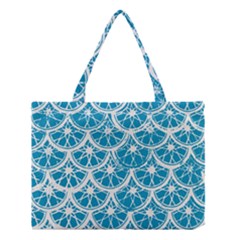 Lime Blue Star Circle Medium Tote Bag