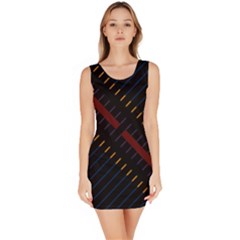 Material Design Stripes Line Red Blue Yellow Black Sleeveless Bodycon Dress