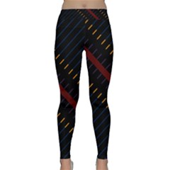 Material Design Stripes Line Red Blue Yellow Black Classic Yoga Leggings by Alisyart