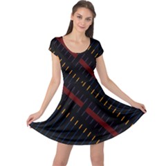 Material Design Stripes Line Red Blue Yellow Black Cap Sleeve Dresses by Alisyart