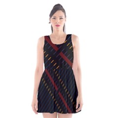 Material Design Stripes Line Red Blue Yellow Black Scoop Neck Skater Dress by Alisyart
