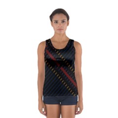 Material Design Stripes Line Red Blue Yellow Black Women s Sport Tank Top  by Alisyart