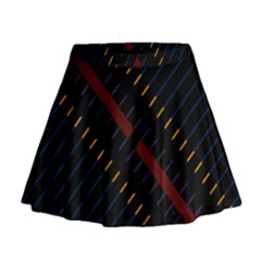 Material Design Stripes Line Red Blue Yellow Black Mini Flare Skirt by Alisyart