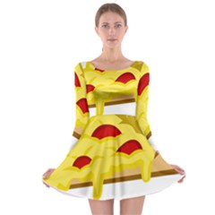 Pasta Salad Pizza Cheese Long Sleeve Skater Dress by Alisyart