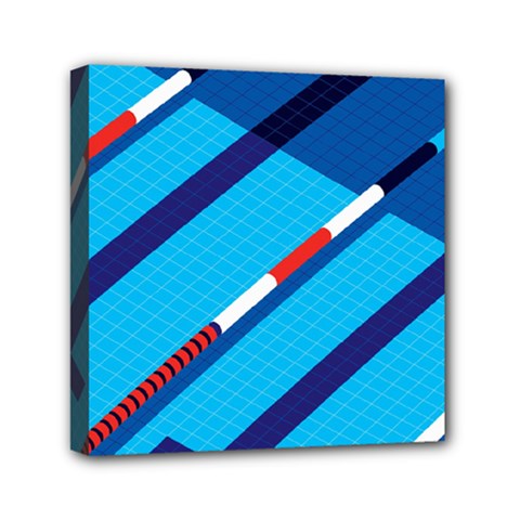 Minimal Swim Blue Illustration Pool Mini Canvas 6  X 6 