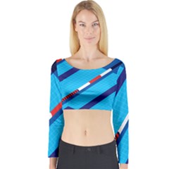 Minimal Swim Blue Illustration Pool Long Sleeve Crop Top