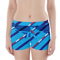 Minimal Swim Blue Illustration Pool Boyleg Bikini Wrap Bottoms by Alisyart