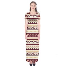 Pattern Tribal Triangle Short Sleeve Maxi Dress