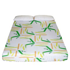 Patterns Boomerang Line Chevron Green Orange Yellow Fitted Sheet (king Size)