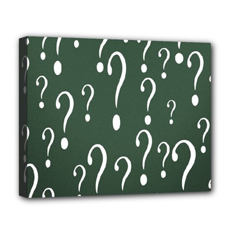 Question Mark White Green Think Deluxe Canvas 20  X 16   by Alisyart