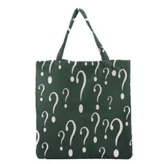 Question Mark White Green Think Grocery Tote Bag