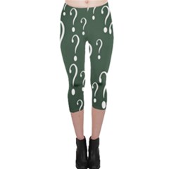 Question Mark White Green Think Capri Leggings  by Alisyart