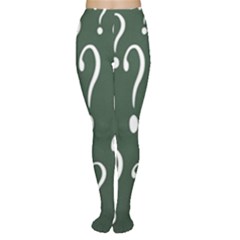 Question Mark White Green Think Women s Tights