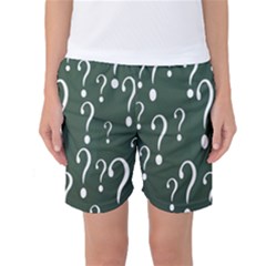 Question Mark White Green Think Women s Basketball Shorts