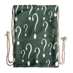 Question Mark White Green Think Drawstring Bag (large) by Alisyart