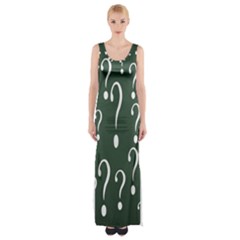 Question Mark White Green Think Maxi Thigh Split Dress