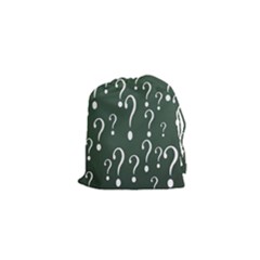Question Mark White Green Think Drawstring Pouches (xs) 