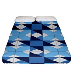 Radiating Star Repeat Blue Fitted Sheet (queen Size) by Alisyart