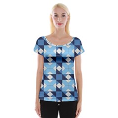 Radiating Star Repeat Blue Women s Cap Sleeve Top by Alisyart