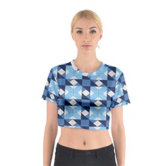 Radiating Star Repeat Blue Cotton Crop Top