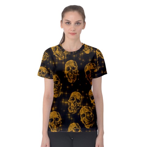 Sparkling Glitter Skulls Golden Women s Sport Mesh Tee by ImpressiveMoments