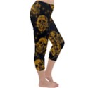 Sparkling Glitter Skulls Golden Capri Winter Leggings  View3