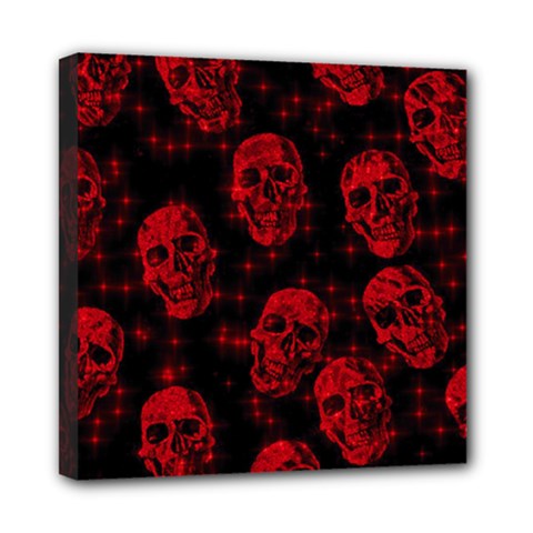 Sparkling Glitter Skulls Red Mini Canvas 8  X 8  by ImpressiveMoments