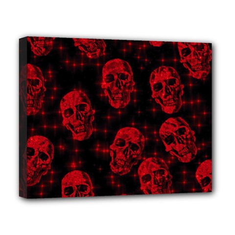 Sparkling Glitter Skulls Red Deluxe Canvas 20  X 16   by ImpressiveMoments
