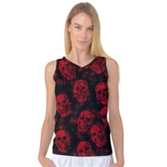 Sparkling Glitter Skulls Red Women s Basketball Tank Top by ImpressiveMoments