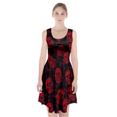 Sparkling Glitter Skulls Red Racerback Midi Dress by ImpressiveMoments