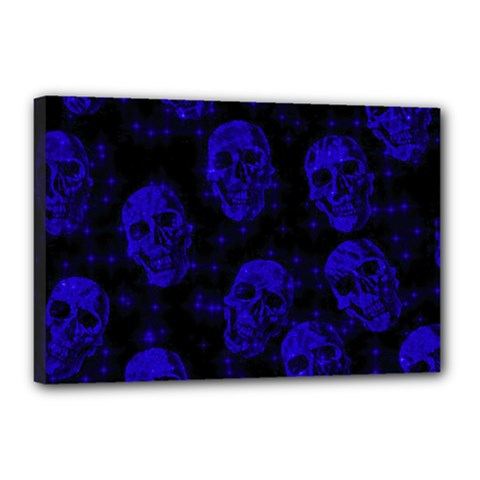 Sparkling Glitter Skulls Blue Canvas 18  X 12 