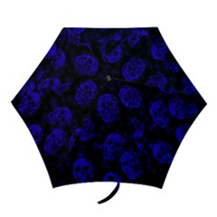Sparkling Glitter Skulls Blue Mini Folding Umbrellas by ImpressiveMoments