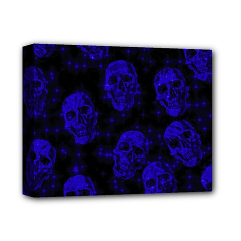 Sparkling Glitter Skulls Blue Deluxe Canvas 14  X 11  by ImpressiveMoments