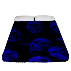 Sparkling Glitter Skulls Blue Fitted Sheet (king Size) by ImpressiveMoments