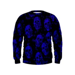 Sparkling Glitter Skulls Blue Kids  Sweatshirt by ImpressiveMoments