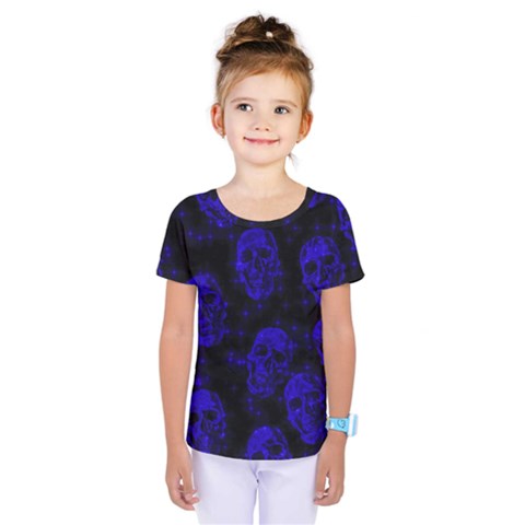 Sparkling Glitter Skulls Blue Kids  One Piece Tee by ImpressiveMoments