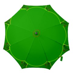 Green Circle Fractal Frame Hook Handle Umbrellas (large) by Simbadda