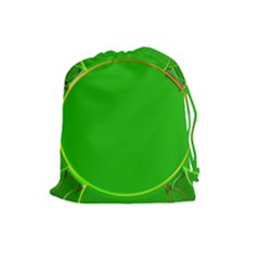 Green Circle Fractal Frame Drawstring Pouches (large)  by Simbadda