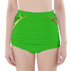 Green Circle Fractal Frame High-waisted Bikini Bottoms by Simbadda