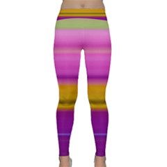 Stripes Colorful Background Colorful Pink Red Purple Green Yellow Striped Wallpaper Classic Yoga Leggings by Simbadda