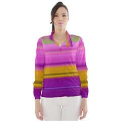 Stripes Colorful Background Colorful Pink Red Purple Green Yellow Striped Wallpaper Wind Breaker (women) by Simbadda