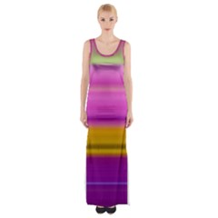 Stripes Colorful Background Colorful Pink Red Purple Green Yellow Striped Wallpaper Maxi Thigh Split Dress by Simbadda
