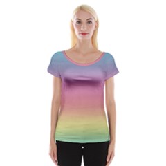 Watercolor Paper Rainbow Colors Women s Cap Sleeve Top by Simbadda