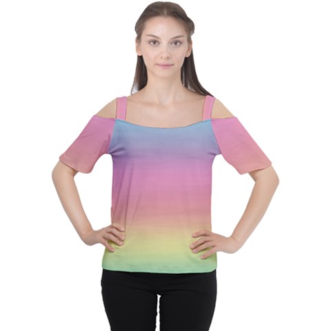 Watercolor Paper Rainbow Colors Women s Cutout Shoulder Tee by Simbadda