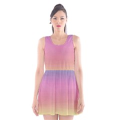 Watercolor Paper Rainbow Colors Scoop Neck Skater Dress by Simbadda