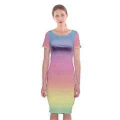 Watercolor Paper Rainbow Colors Classic Short Sleeve Midi Dress by Simbadda