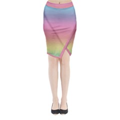 Watercolor Paper Rainbow Colors Midi Wrap Pencil Skirt by Simbadda