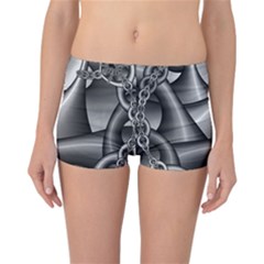 Grey Fractal Background With Chains Reversible Bikini Bottoms by Simbadda