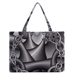 Grey Fractal Background With Chains Medium Zipper Tote Bag by Simbadda